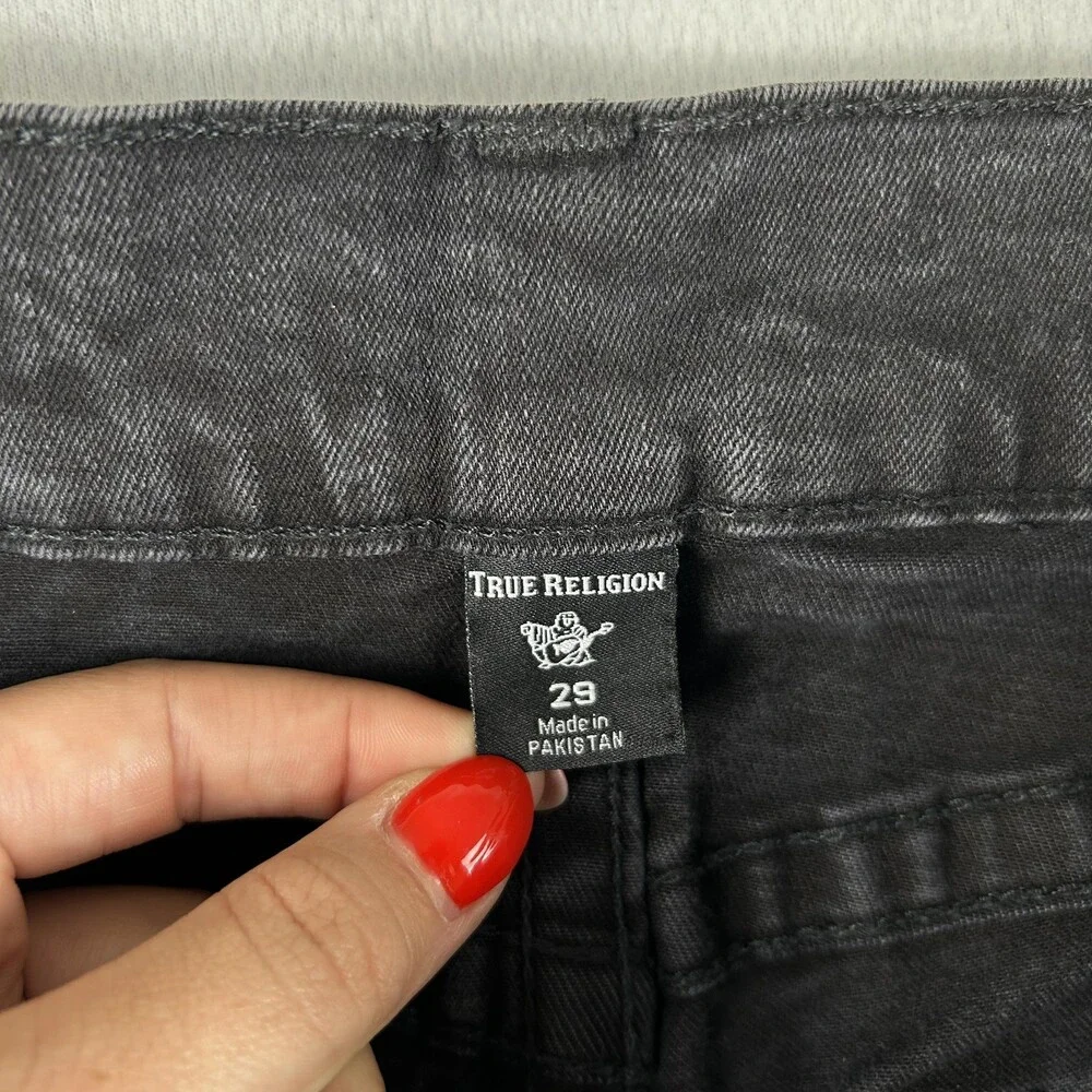 True Religion Geno Relaxed Slim Jeans Mens 29x30 Charcoal Gray Denim Tapered